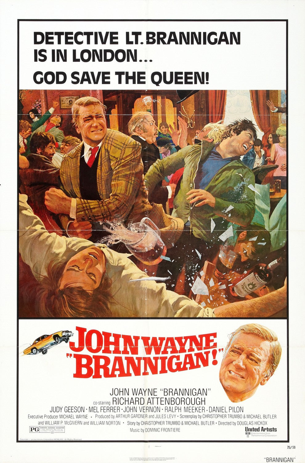 DVD cover of "Brannigan" featuring action scenes with John Wayne and Richard Attenborough from the rareandcollectibledvds collection.