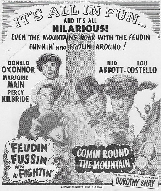 DVD cover of "Comin' Round the Mountain" comedy featuring Bud Abbott and Lou Costello, from rareandcollectibledvds.