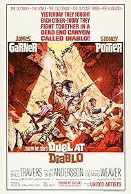 DVD cover of Duel at Diablo featuring James Garner and Sidney Poitier, drama film in a black and white design.