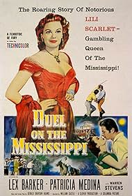 DVD cover of "Duel on the Mississippi," a Western starring Lex Barker and Patricia Medina, featuring action scenes on the river.