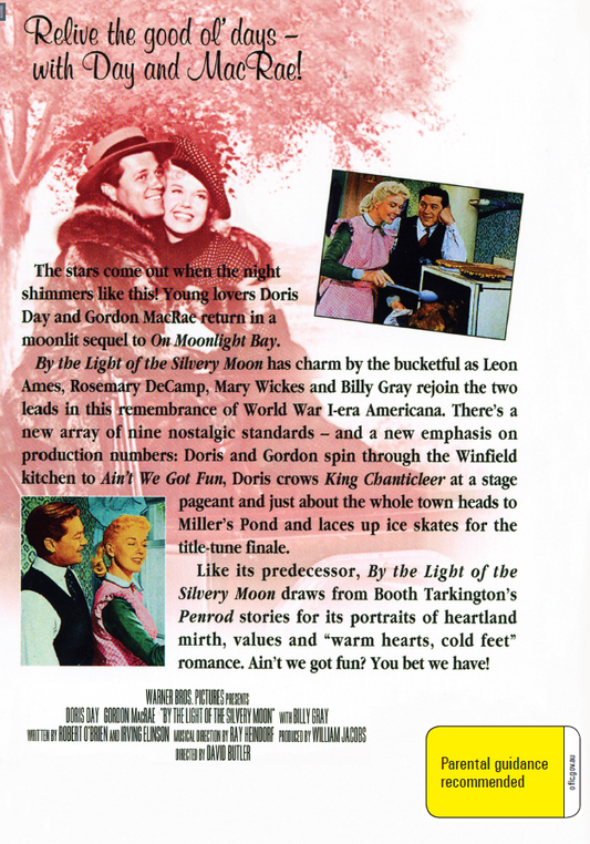 DVD cover for "By the Light of the Silvery Moon" comedy with Doris Day and Gordon MacRae, from Timeless Classic DVD.