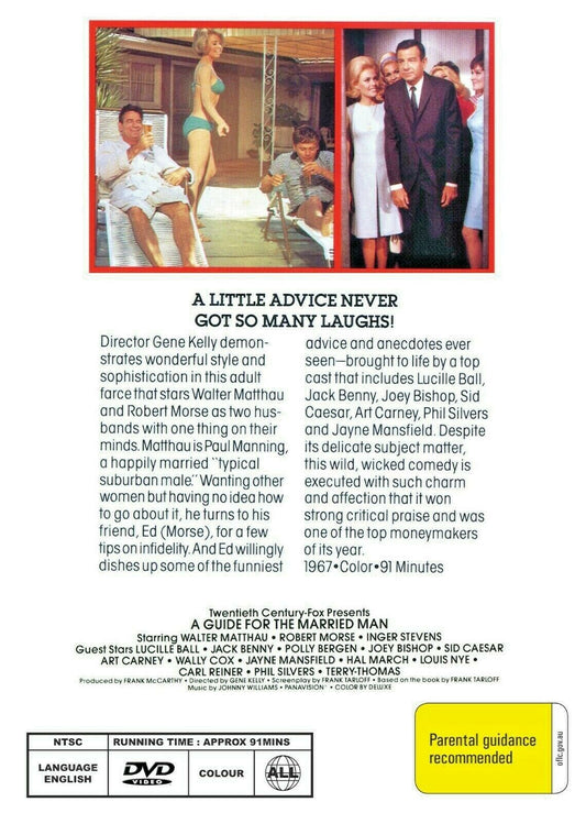 DVD cover of "A Guide for the Married Man" comedy starring Walter Matthau and Inger Stevens from Timeless Classic DVD.