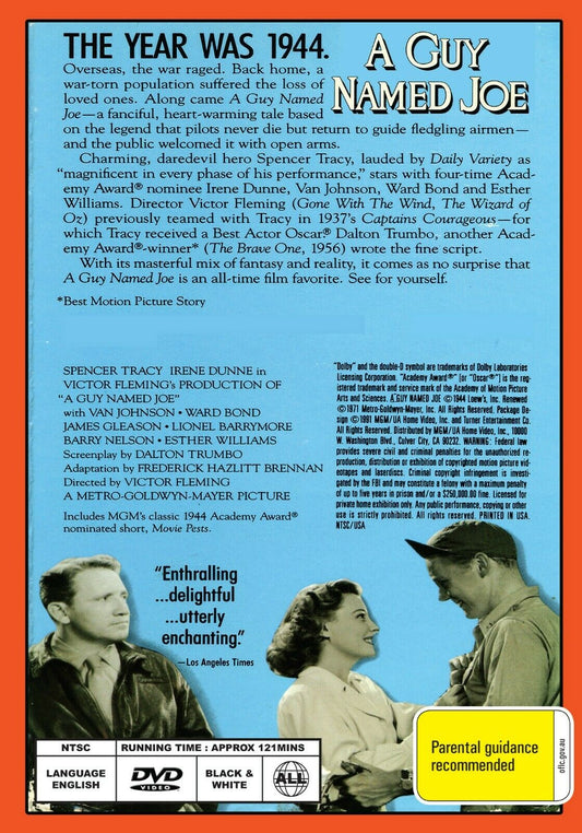 DVD of "A Guy Named Joe" drama film featuring Spencer Tracy and Irene Dunne, from Timeless Classic DVD collection.