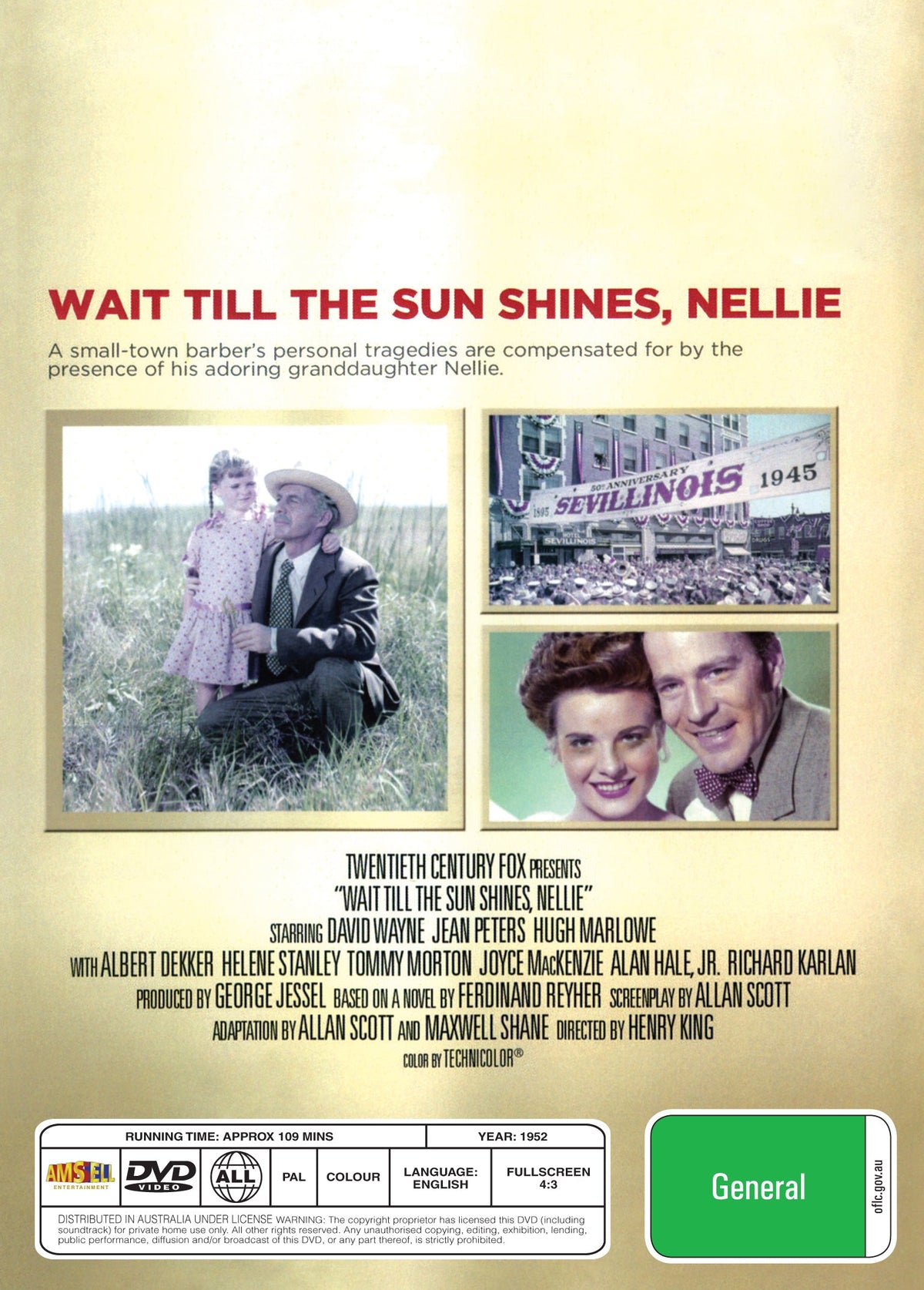 DVD of "Wait Till the Sun Shines, Nellie" (1952) featuring Jean Peters and David Wayne, from Timeless Classic DVD collection.
