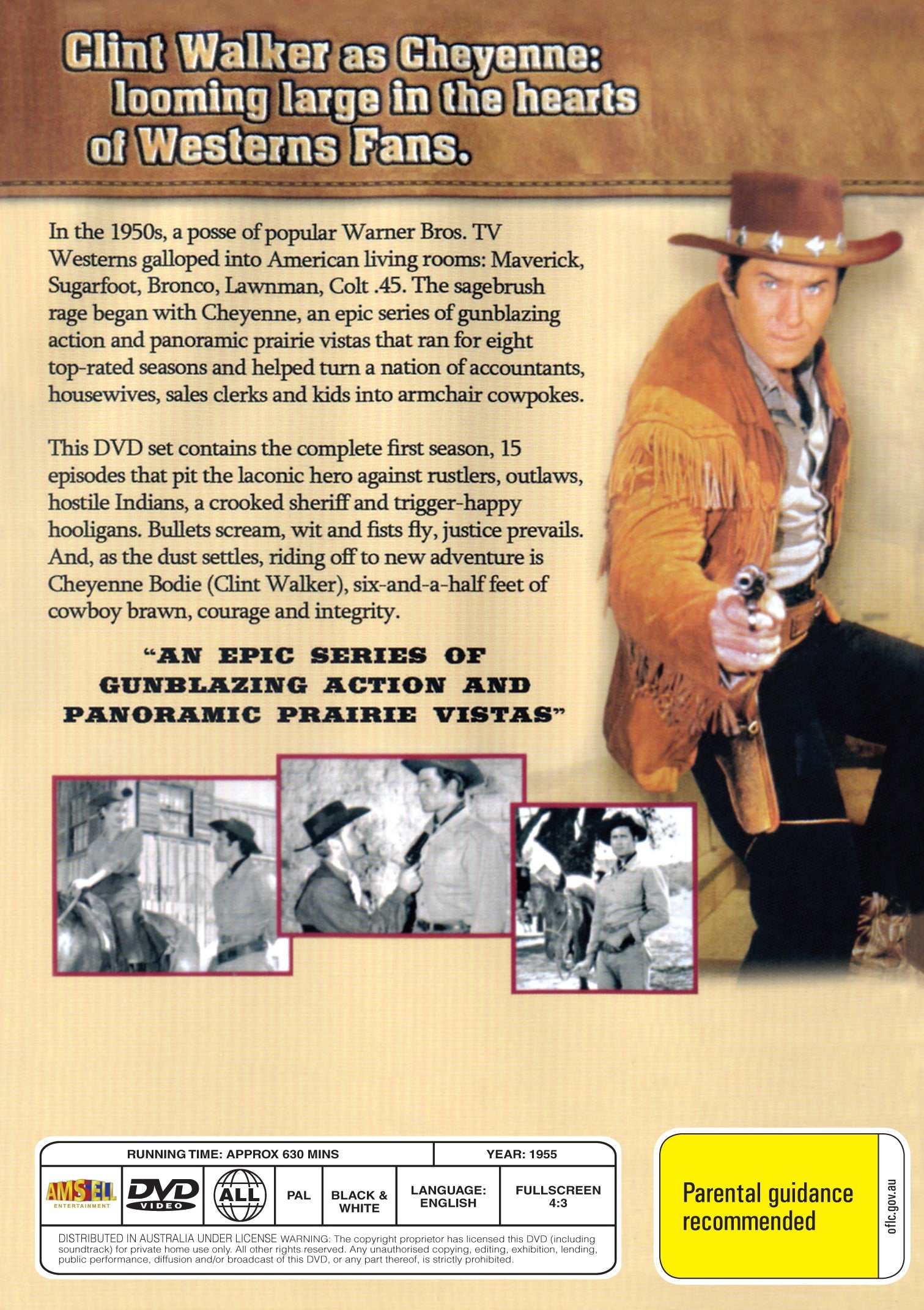 Buy Online Cheyenne Season 1 (1955) - DVD - Clint Walker | Best Shop for Old classic and hard to find movies on DVD - Timeless Classic DVD