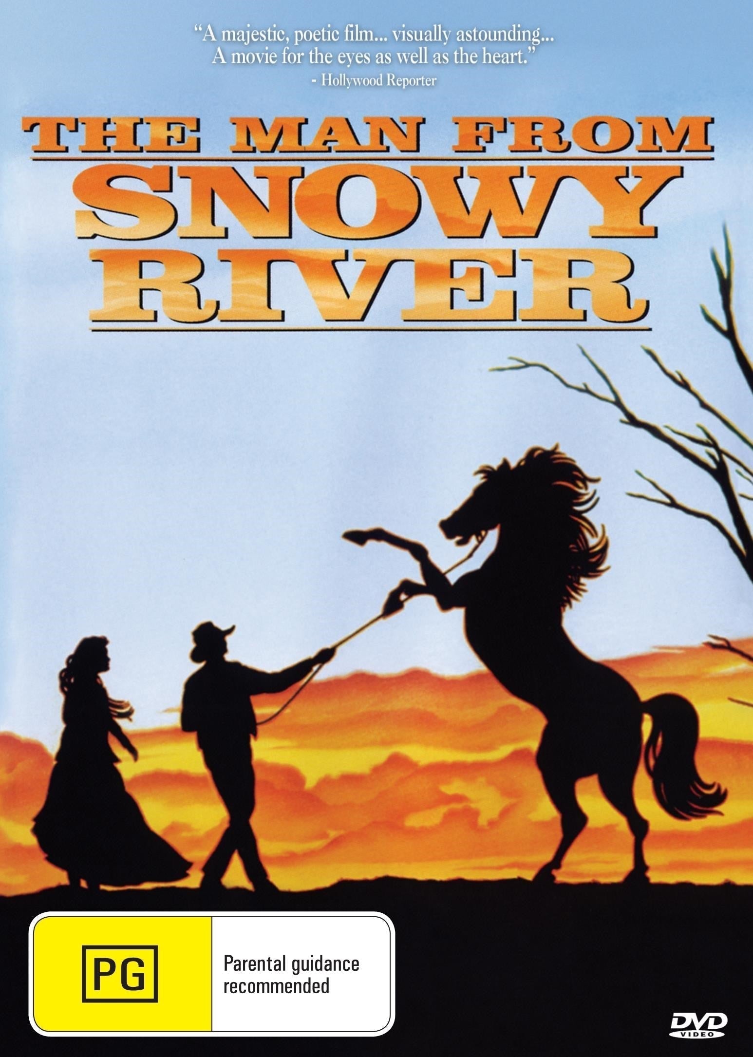 DVD cover of The Man from Snowy River Western featuring Kirk Douglas and Tom Burlinson, depicting a rugged outdoor scene.