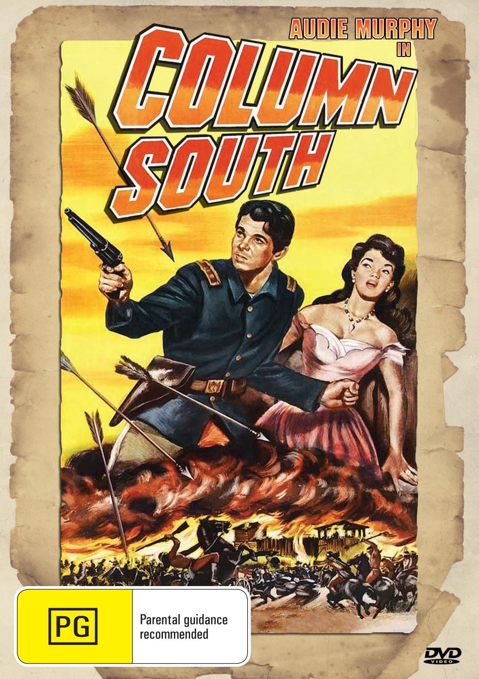 DVD cover of "Column South" Western movie starring Audie Murphy and Joan Evans, from Rare and Collectible DVDs.