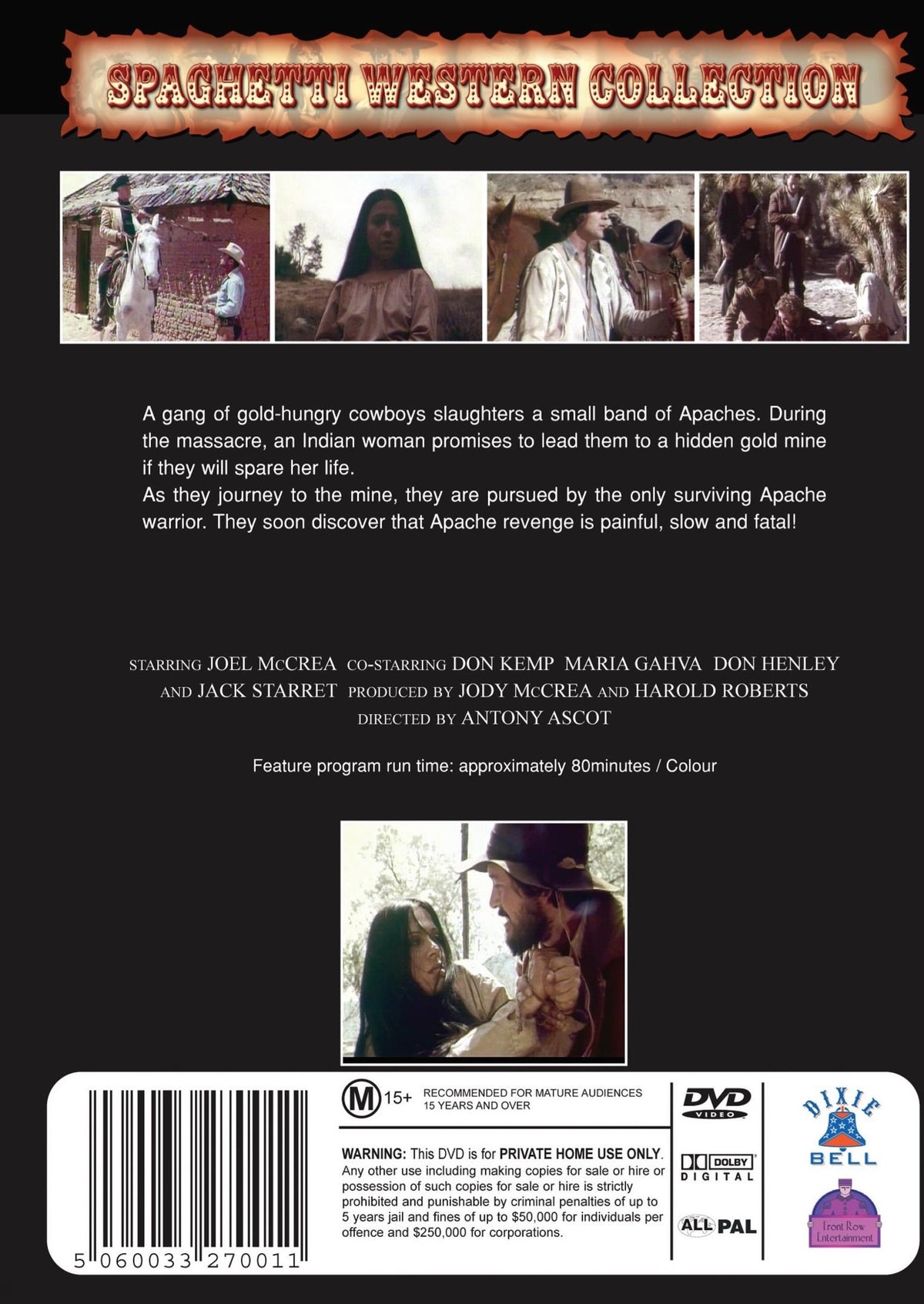 Cry Blood Apache DVD featuring Jody McCrea and Maria Gahva, drama movie from RareAndCollectibleDVDs.