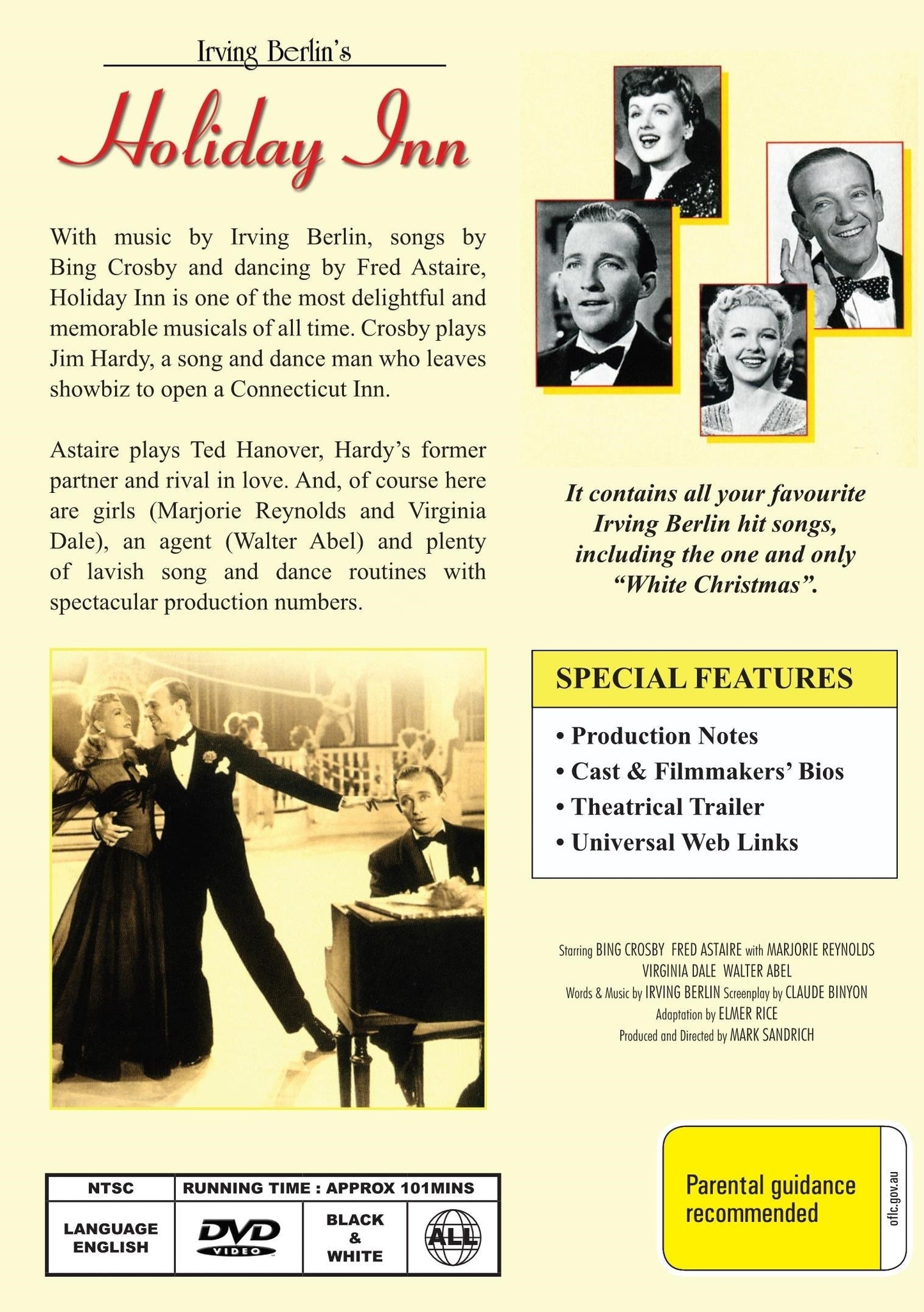 Holiday Inn DVD featuring Bing Crosby and Fred Astaire, a classic comedy movie in the Movie & DVD category.