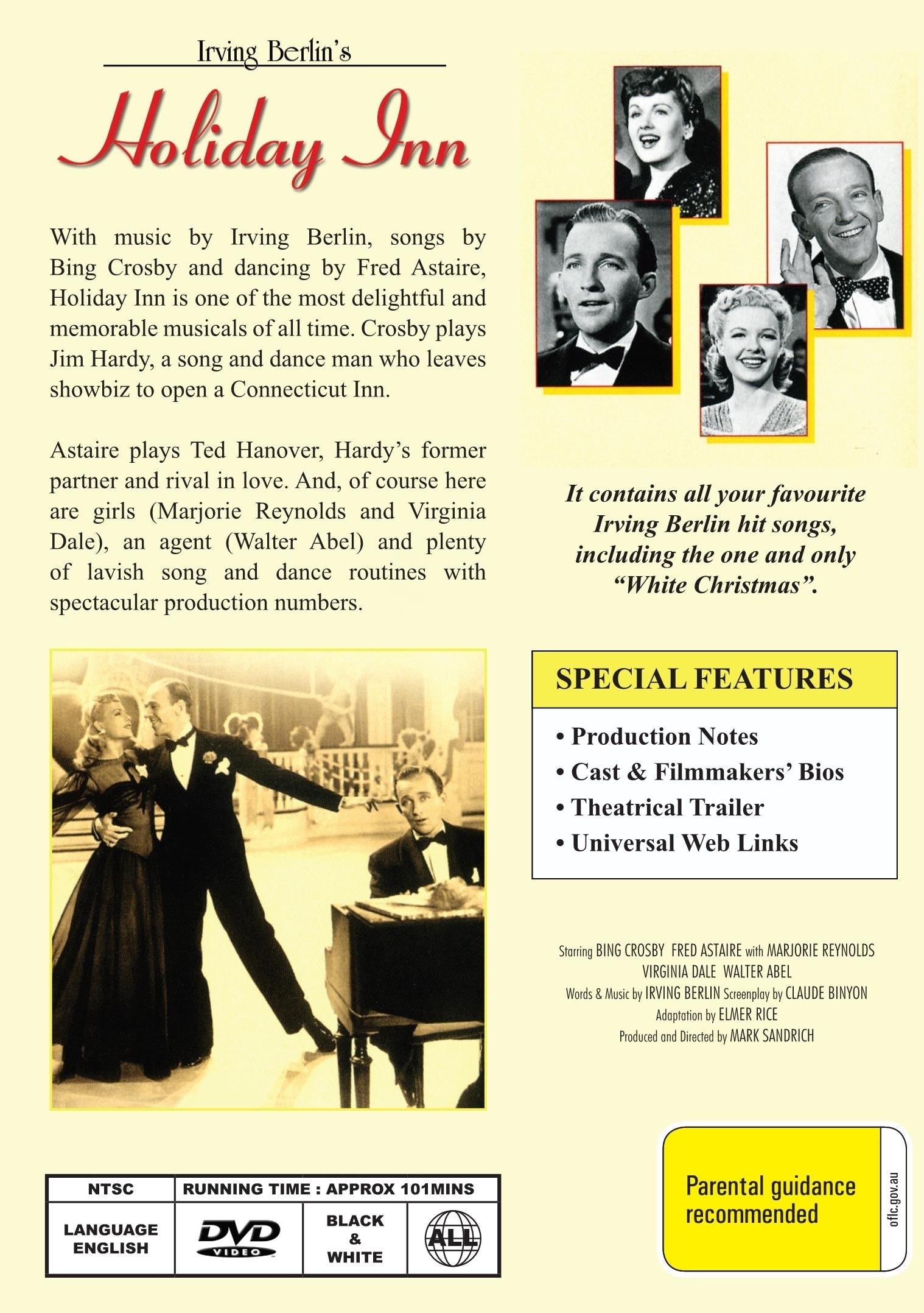 Holiday Inn DVD featuring Bing Crosby and Fred Astaire, a classic comedy movie in the Movie & DVD category.