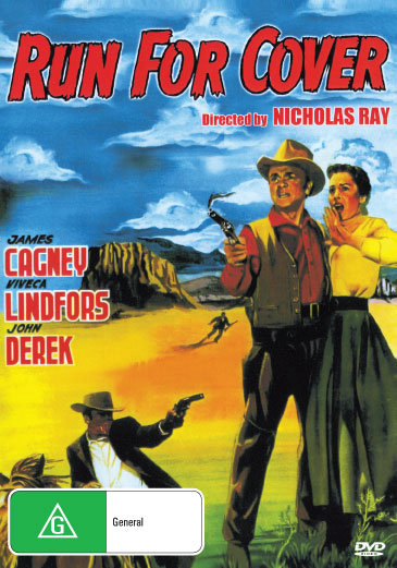 Western DVD "Run for Cover" starring James Cagney and Viveca Lindfors, featuring cover art with Western-themed imagery.