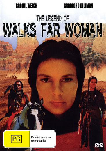 DVD cover of The Legend of the Far Walks Woman featuring Raquel Welch and Bradford Dillman, western movie on DVD.
