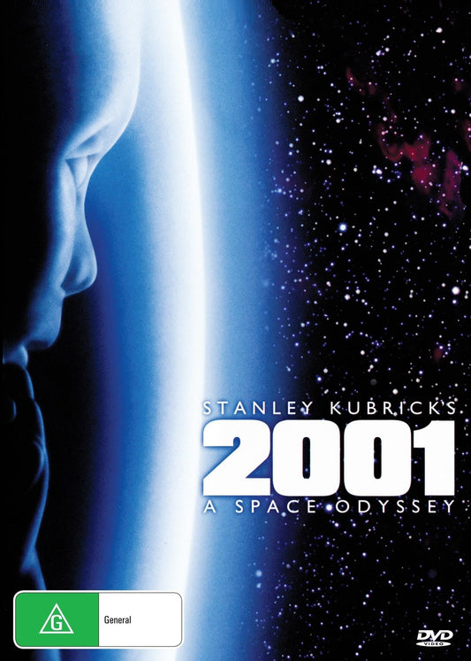 2001 A Space Odyssey DVD featuring Keir Dullea and Gary Lockwood, sci-fi movie from the 2001 film on a standard DVD case.