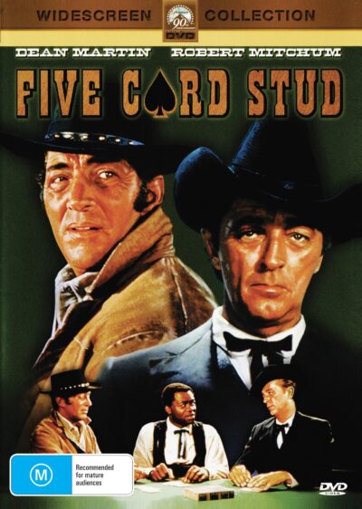 DVD cover of 5 Card Stud featuring Dean Martin and Robert Mitchum, classic Western movie from Rare and Collectible DVDs.