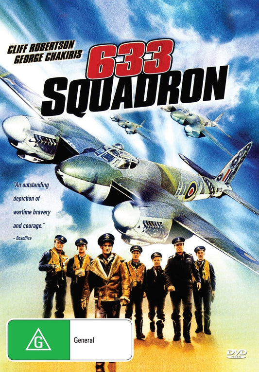 DVD cover of 633 Squadron movie featuring Cliff Robertson and George Chakiris, from Rare and Collectible DVDs.