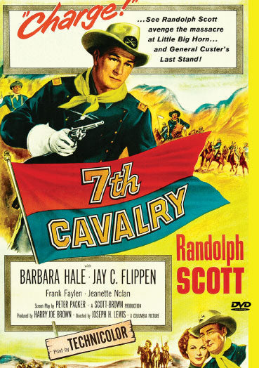 DVD cover of Western film "7th Cavalry" starring Randolph Scott and Barbara Hale, featuring soldiers on horseback.