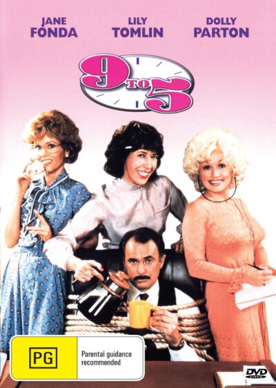 DVD of the comedy movie "9 to 5" featuring Jane Fonda and Lily Tomlin, showing the DVD case with movie artwork.