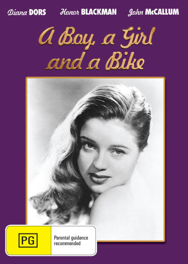 DVD cover of "A Boy, A Girl and A Bike" comedy movie featuring John McCallum and Honor Blackman, from RareandCollectibleDVDs.