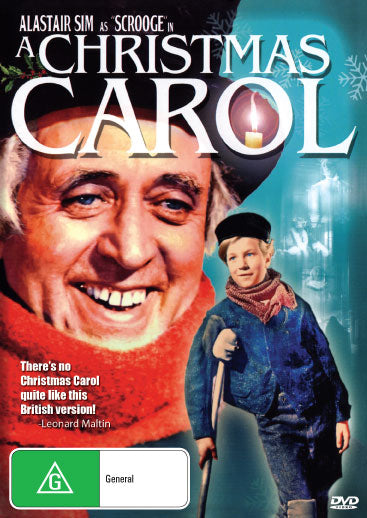 DVD cover of A Christmas Carol movie featuring Alastair Sim and Jack Warner, classic holiday drama on DVD.