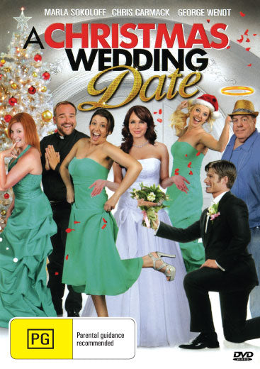 DVD of "A Christmas Wedding Date" romance movie featuring Marla Sokoloff and Chris Carmack, in a clear cover image.