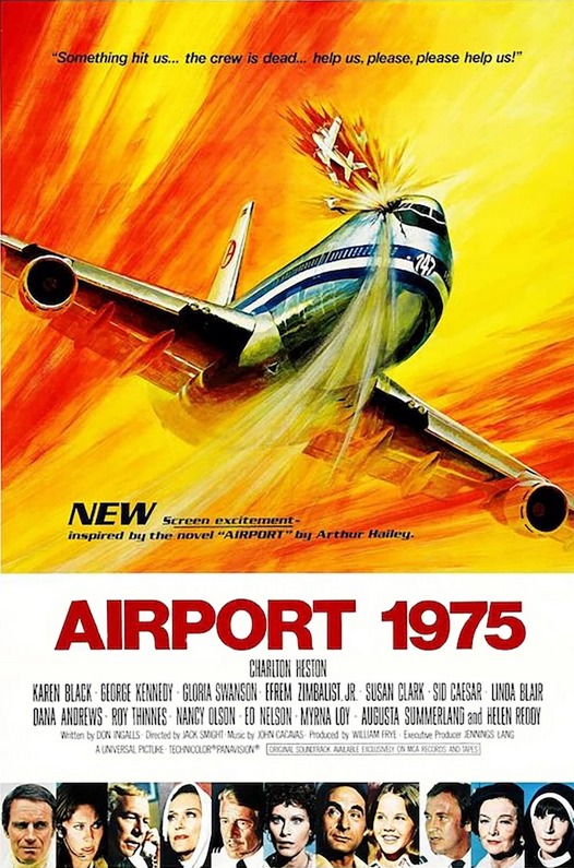 DVD cover of Airport 1975 thriller featuring Charlton Heston and Karen Black, from Rareandcollectibledvds.