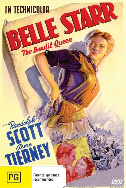 DVD of Belle Starr Western movie featuring Randolph Scott and Gene Tierney, collectible Western film on DVD.
