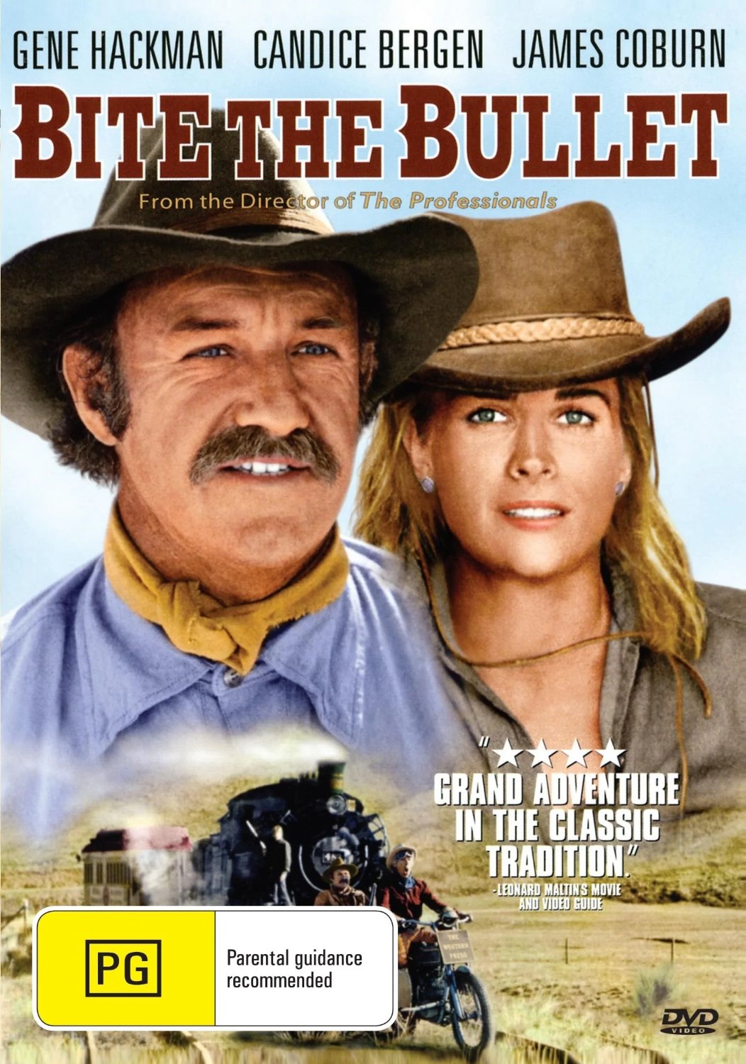 DVD cover of "Bite the Bullet" movie featuring Gene Hackman and Candice Bergen, action film from the Movies & DVDs collection.