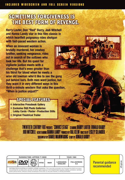 DVD cover of Convict Stage drama featuring Harry Lauter and Don 'Red' Barry, from Rare and Collectible DVDs.
