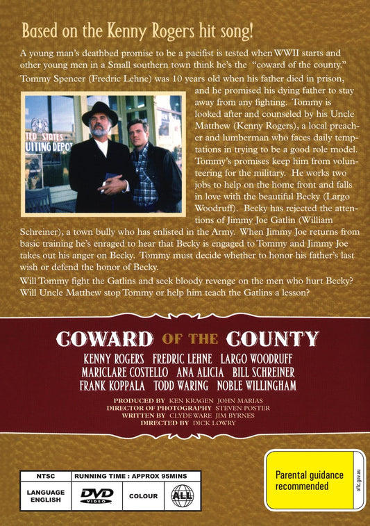 Coward Of The County DVD featuring Kenny Rogers and Fredric Lehne, drama movie from Rare and Collectible DVDs.