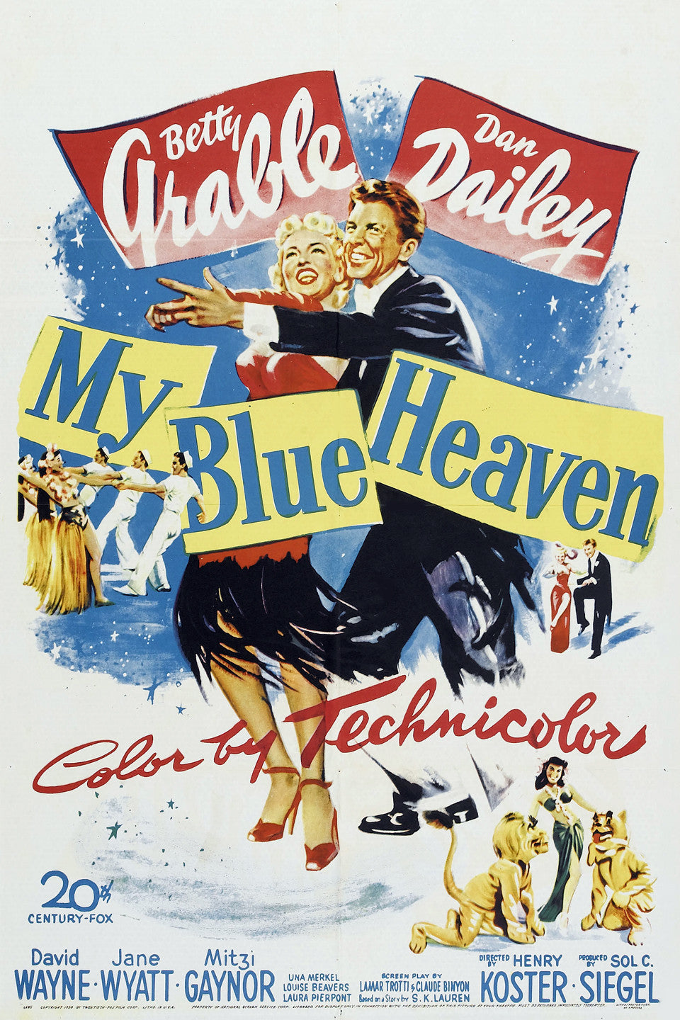 DVD cover of "My Blue Heaven" musical featuring Betty Gable and Dan Dailey, showing the movie poster with characters and title.