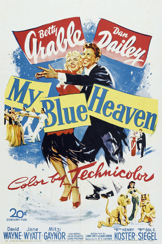 DVD cover of "My Blue Heaven" musical featuring Betty Gable and Dan Dailey, showing the movie poster with characters and title.