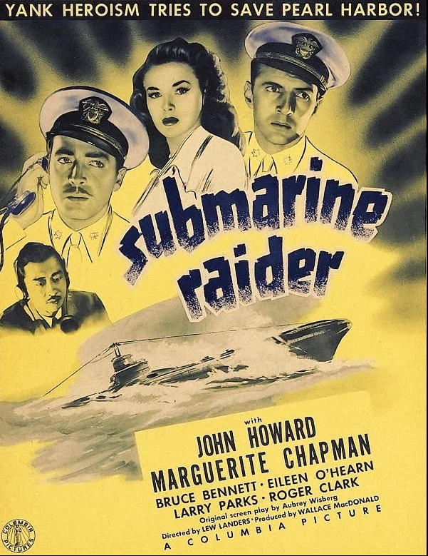 DVD cover of the war film "Submarine Raider" starring John Howard and Marguerite Chapman, from Rare and Collectible DVDs.