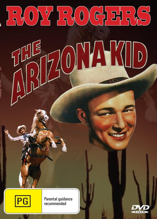 DVD cover of "The Arizona Kid" featuring Roy Rogers and George 'Gabby' Hayes, drama Western movie from Rare and Collectible DVDs.