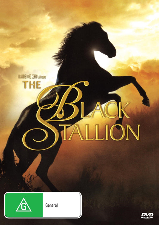DVD cover of The Black Stallion movie featuring Kelly Reno and Mickey Rooney, in a family adventure film.