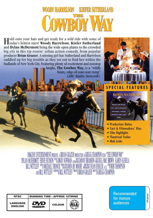 The Cowboy Way DVD featuring Woody Harrelson and Kiefer Sutherland, drama movie from Rare and Collectible DVDs.