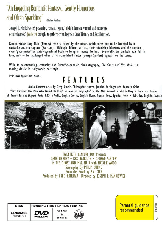 The Ghost and Mrs. Muir DVD featuring Gene Tierney and Rex Harrison, comedy movie from Rare and Collectible DVDs.