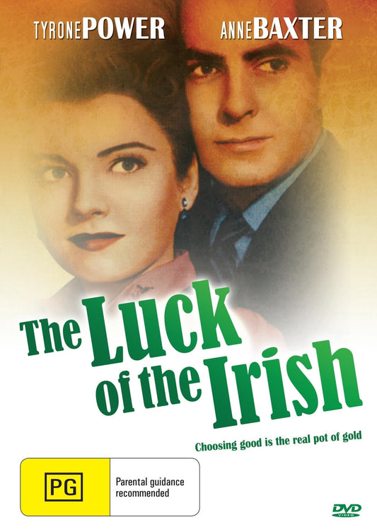 DVD cover of The Luck of the Irish featuring Tyronne Power and Anne Baxter, romance film from the rareandcollectibledvds collection.