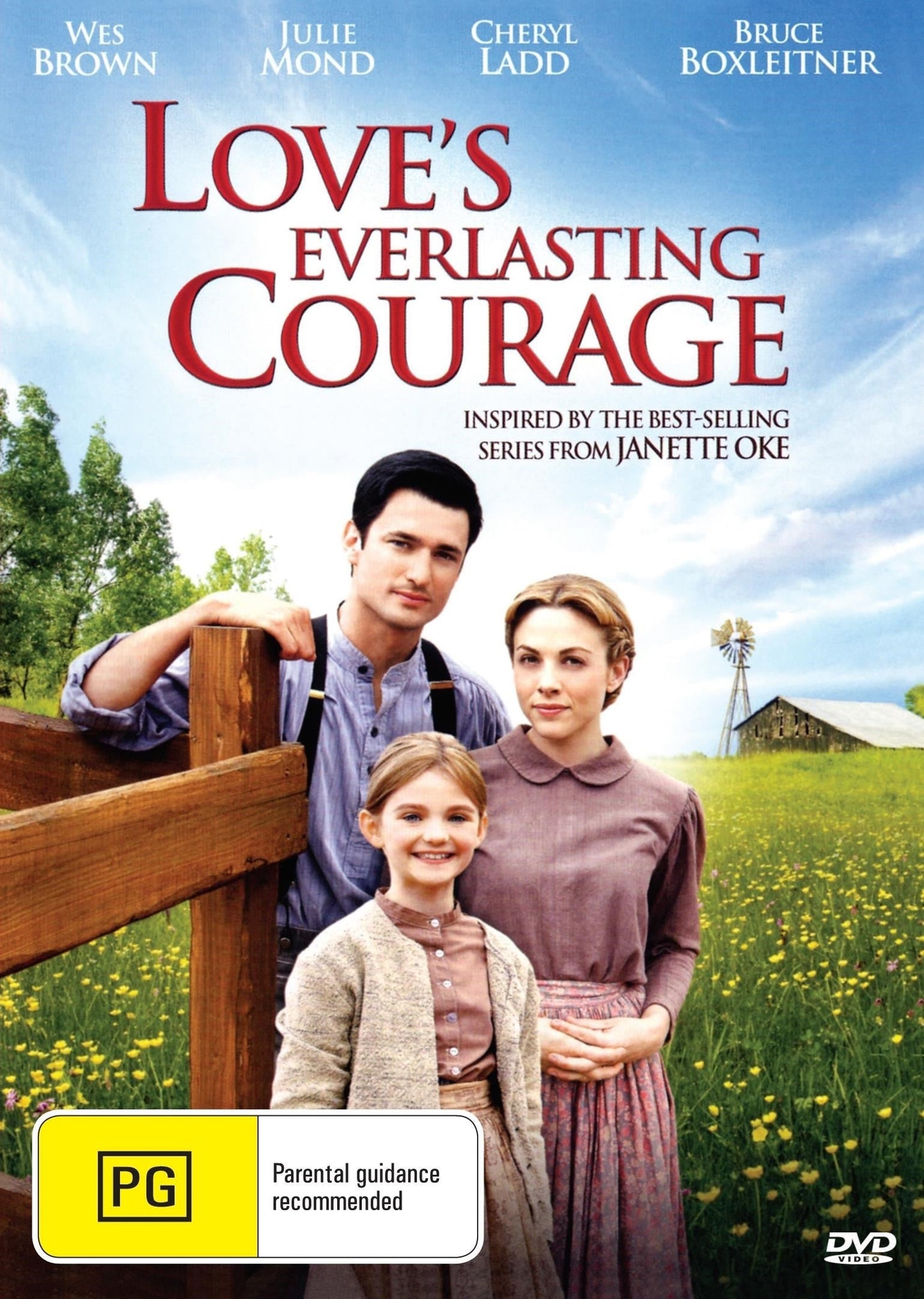 Western DVD titled Love's Everlasting Courage starring Wes Brown and Cheryl Ladd, featuring cover art with western landscape and characters.