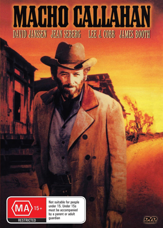 DVD cover of Macho Callahan Western featuring David Janssen and Jean Seberg, displayed with key artwork and title.