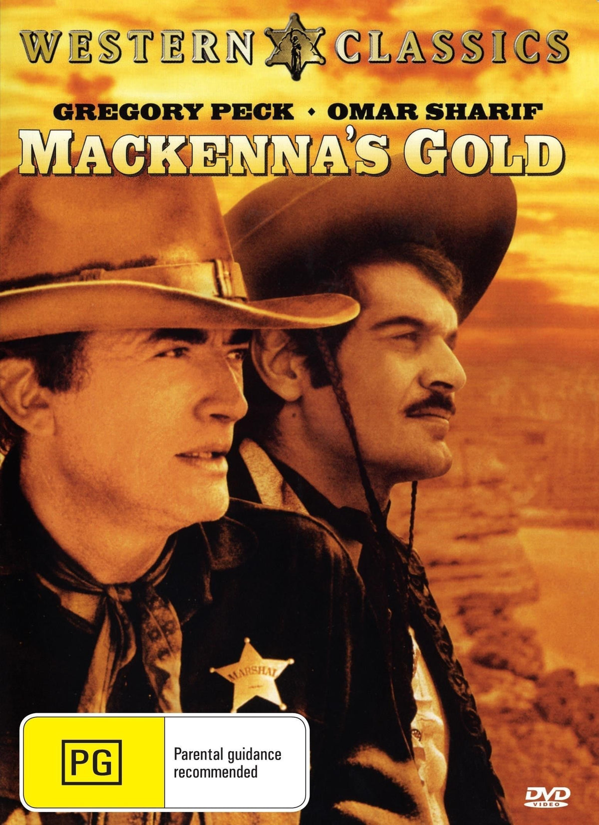 DVD of Mackenna's Gold featuring Gregory Peck and Omar Sharif, romantic western film, from rareandcollectibledvds.