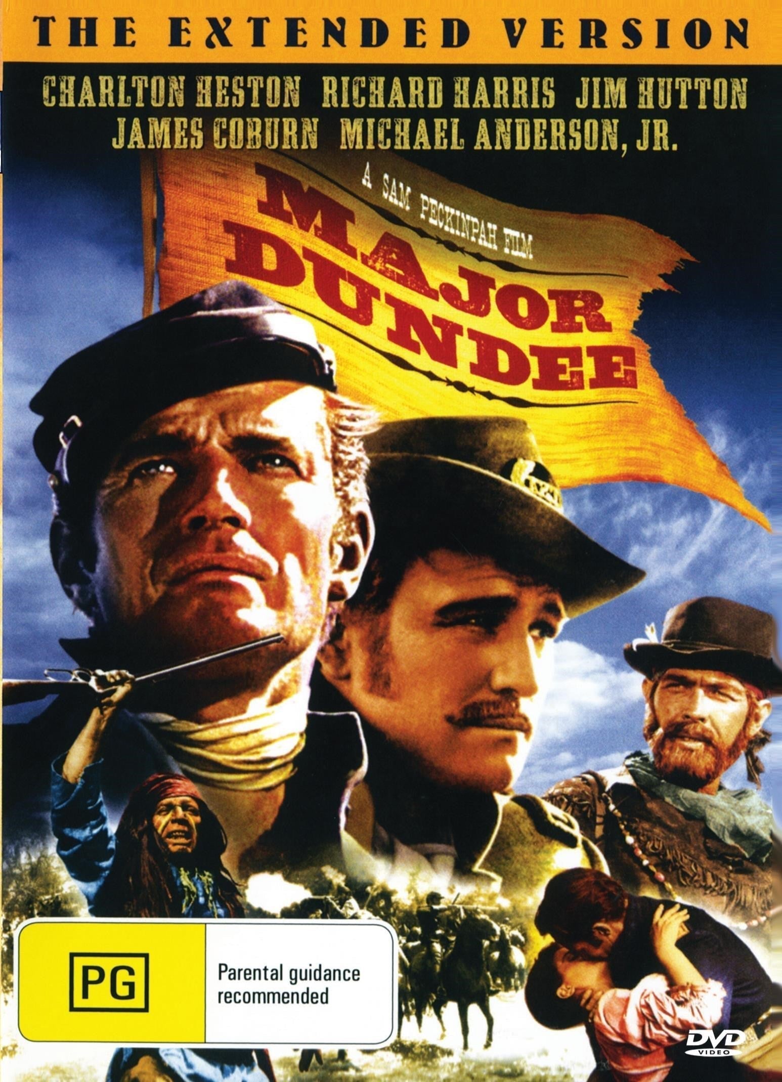 Major Dundee DVD featuring Charlton Heston and Richard Harris, adventure film from the rareandcollectibledvds collection.
