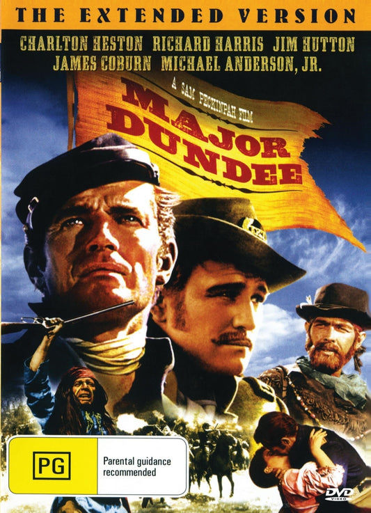 Major Dundee DVD featuring Charlton Heston and Richard Harris, adventure film from the rareandcollectibledvds collection.