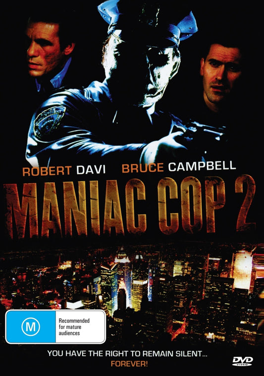 Maniac Cop 2 DVD featuring crime thriller with Robert Davi and Claudia Christian, part of rareandcollectibledvds collection.