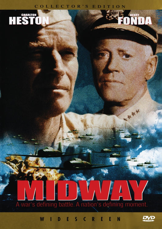 DVD cover of the drama "Midway" featuring Charlton Heston and Henry Fonda, available from rareandcollectibledvds.
