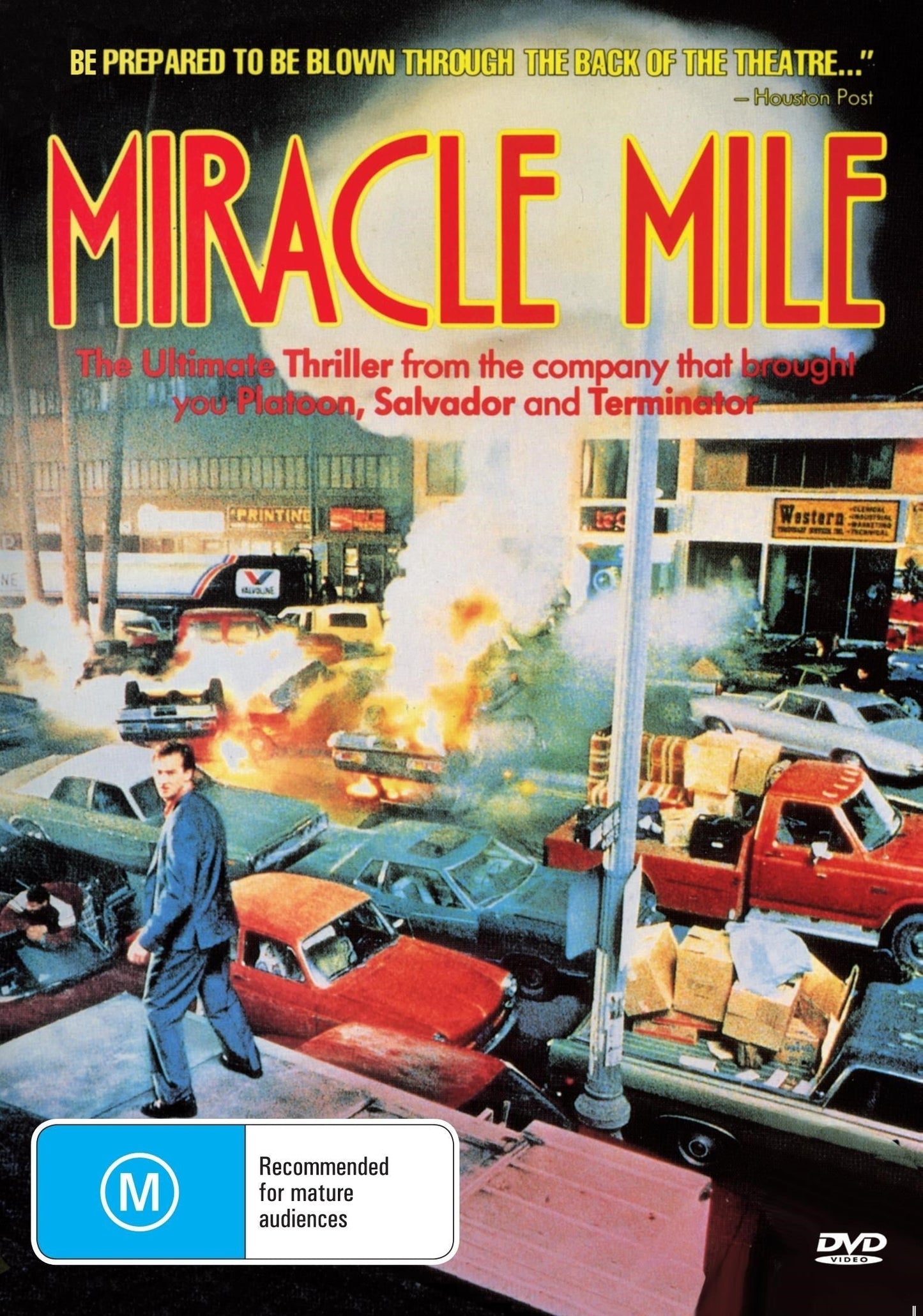Miracle Mile DVD featuring romance genre with Anthony Edwards and Mare Winningham, displayed on a DVD cover.