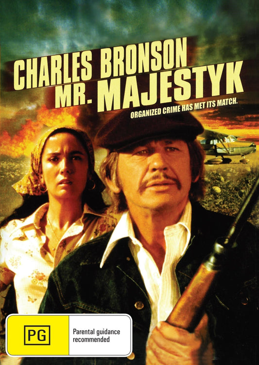DVD cover of Mr. Majestyk featuring Charles Bronson and Linda Cristal, crime film from the rareandcollectibledvds collection.
