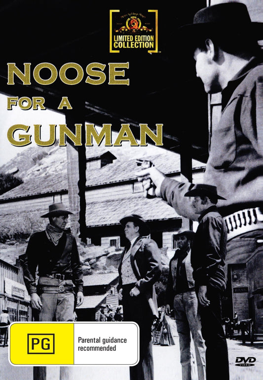 DVD cover of "Noose For A Gunman" Western featuring Jim Davis and Lyn Thomas, with western-themed artwork and title text.