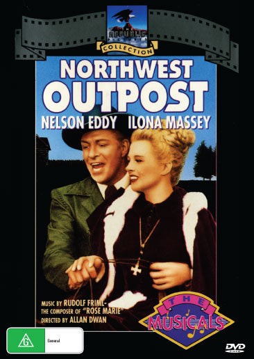 Northwest Outpost DVD featuring Nelson Eddy and Ilona Massey, romance movie with vintage film visuals.