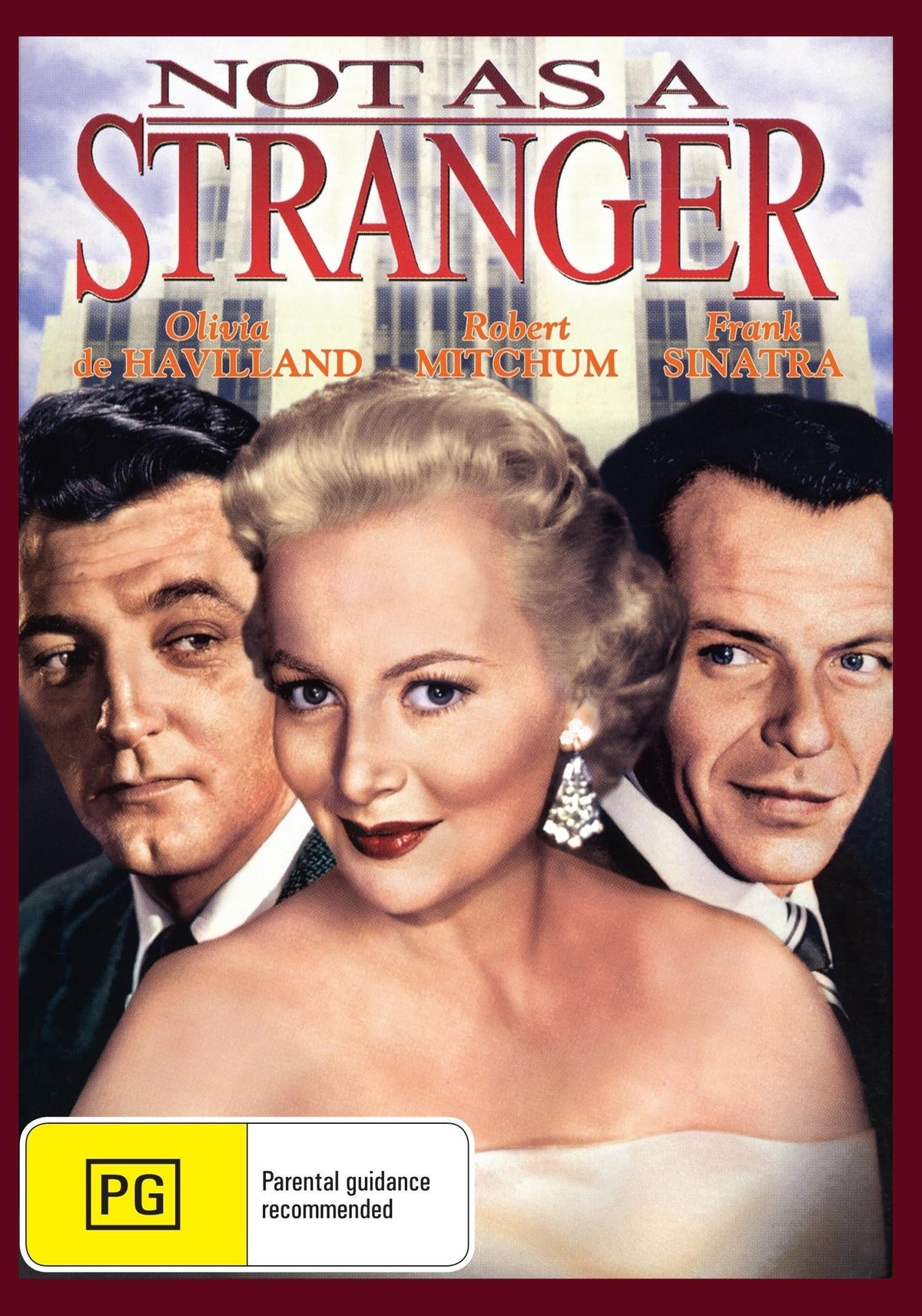 DVD cover of "Not As A Stranger" drama featuring Olivia de Havilland and Frank Sinatra, from RareAndCollectibleDVDs.