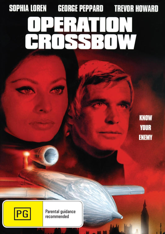 DVD cover of Operation Crossbow drama featuring Sophia Loren and George Peppard, from rareandcollectibledvds collection.
